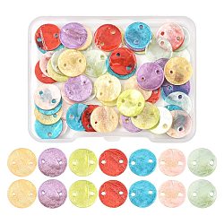 56Pcs 7 Colors Spray Painted Natural Capiz Shell Connector Charms, Disc Links, Mixed Color, 11~11.5x0.5~1.5mm, Hole: 1.2~1.6mm, 8pcs/color(SSHEL-FS0001-09)