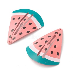 Baking Painted Stainless Iron Snap Hair Clips, for Children's Day, Watermelon, Triangle, Colorful, 49.5x38x4.4mm(PHAR-b0002-14)