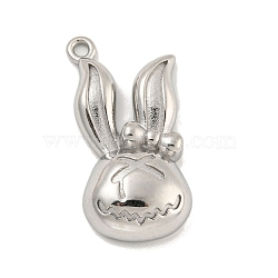 Non-Tarnish 304 Stainless Steel Pendants, Rabbit Charm, Stainless Steel Color, 28x13.5x6mm, Hole: 1.6mm(STAS-P356-29P)