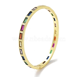 Brass Pave Colorful Glass Hinged Bangles for Women, Real 18K Gold Plated, Real 18K Gold Plated, Inner Diameter: 2-1/4 inch(5.8cm)(BJEW-Z061-07C)