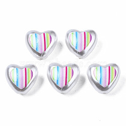 3D Printed ABS Plastic Imitation Pearl Beads, Heart, Colorful, 11x12x7mm, Hole: 1mm(KY-S163-438)