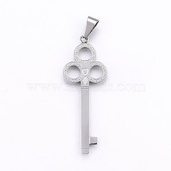 304 Stainless Steel Big Pendants, Key, Stainless Steel Color, 53x19.5x2mm, Hole: 10x5mm(STAS-O103-07P)