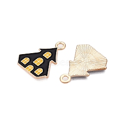 Halloween Theme Alloy Enamel Pendants, Light Gold, Haunted House, 22x18x1mm, Hole: 2mm(ENAM-T020-07M)