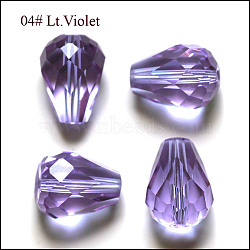 Imitation Austrian Crystal Beads, Grade AAA, K9 Glass, Faceted, Drop, Lilac, 6x8mm, Hole: 0.7~0.9mm(SWAR-F062-8x6mm-04)