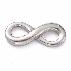 Non-Tarnish 304 Stainless Steel Links Connectors, Infinity, Stainless Steel Color, 11x26x4mm(STAS-O140-05P)