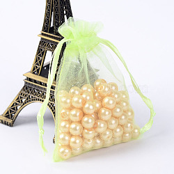 Organza Gift Bags with Drawstring, Jewelry Pouches, Wedding Party Christmas Favor Gift Bags, Light Green, 9x7cm(X-OP-R016-7x9cm-11)