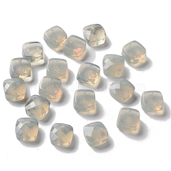 Glass Beads, Faceted, Square, Half Drilled, WhiteSmoke, 9.5x9.5x5mm, Hole: 1mm(GLAA-B012-18B)
