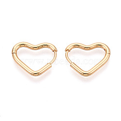 304 Stainless Steel Hoop Earrings, Heart, Real 18K Gold Plated, 15x18x2mm(STAS-T074-28G)
