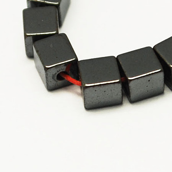 Non-magnetic Synthetic Hematite Beads Strands, Grade A, Cube, Black, 6x6x6mm