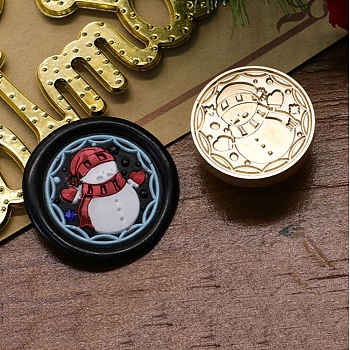 Christmas Series Wax Seal Brass Stamp Head, for Wax Seal Stamp, Golden, Snowman, 25x14mm, Inner Diameter: 7.5mm