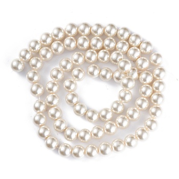 Glass Pearl Beads Strands, Pearlized, Round, Snow, 12mm, Hole: 1mm, about 68pcs/strand, 30.71 inch(78cm)