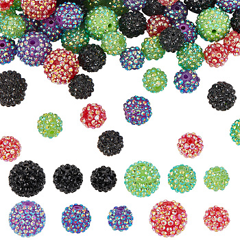 ARRICRAFT 88Pcs 11 Style Resin Rhinestone Beads, with Acrylic Round Beads Inside, for Bubblegum Jewelry, Mixed Color, 14~20x12~18mm, Hole: 2~2.5mm