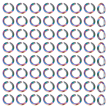 100Pcs 304 Stainless Steel Open Jump Rings, Round Ring, Rainbow Color, 22 Gauge, 3.5x0.6mm, Inner Diameter: 2.3mm