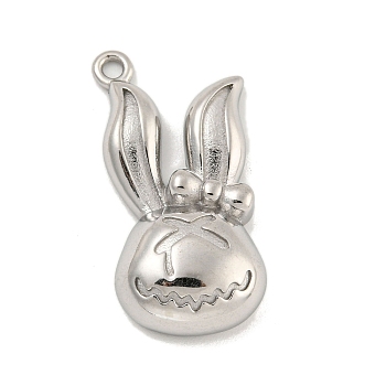 304 Stainless Steel Pendants, Rabbit Charm, Stainless Steel Color, 28x13.5x6mm, Hole: 1.6mm