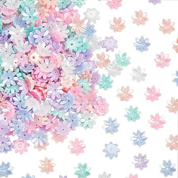 300Pcs 6 Colors Resin Imitation Pearl Bead Caps, Multi-Petal, Flower, Mixed Color, 10x10x3mm, Hole: 1mm, 50pcs/color