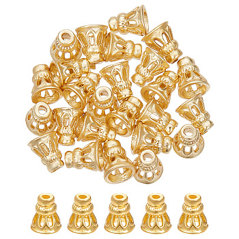 24Pcs Brass Bead Cone, Long-Lasting Plated, Real 14K Gold Plated, 5.5x6.5mm, Hole: 1.2mm