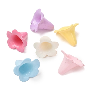 Opaque Acrylic Bead Cap, Trumpet Flower, Mixed Color, 23x25.5x27mm, Hole: 1.6mm