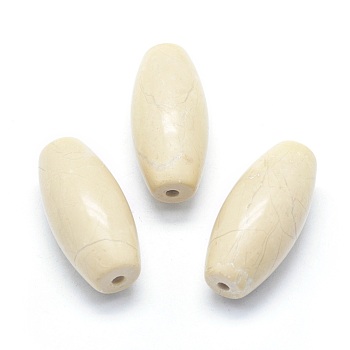 Natural Fossil Coral Beads, Half Drilled, Rice, 42.5~44x19~20mm, Hole: 3mm