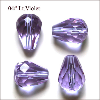 Imitation Austrian Crystal Beads, Grade AAA, Faceted, Drop, Lilac, 6x8mm, Hole: 0.7~0.9mm