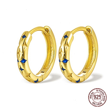 925 Sterling Silver Hoop Earrings, Cubic Zirconia Earring for Women, Real 18K Gold Plated, 11x11x2mm