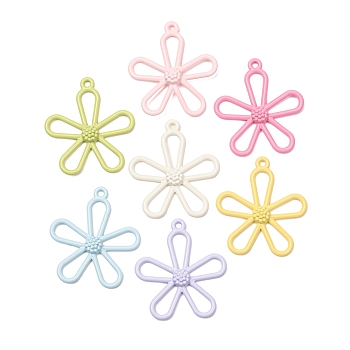 Alloy Pendants, Flower Charms, Mixed Color, 28x25.5x3.5mm, Hole: 1.8mm