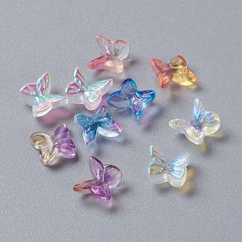 Transparent Glass Cabochons, 3D Butterfly Shape, Mixed Color, 7x7.5x3.5mm