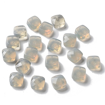 Glass Beads, Faceted, Square, Half Drilled, WhiteSmoke, 9.5x9.5x5mm, Hole: 1mm