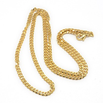 Trendy Men's 201 Stainless Steel Curb Chain Necklaces, with Lobster Claw Clasps, Golden, 21.65 inch(55cm)