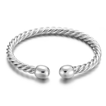 Brass Cuff Bangles, with Magnetic, Silver, Inner Diameter: 2-5/8 inch(6.8cm)