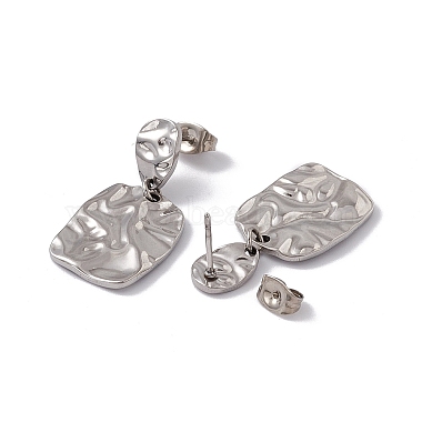 304 Stainless Steel Twist Rectangle Dangle Stud Earrings for Women(EJEW-E199-16P)-2