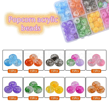 150 pièces 10 couleurs perles acryliques craquelées transparentes(MACR-YW0001-65)-2