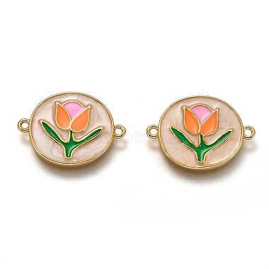 Real 18K Gold Plated Colorful Flat Round Brass+Enamel Links