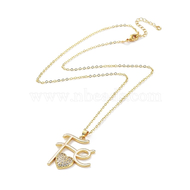 Golden Brass Rhinestone Pendant Necklace with Cable Chains(NJEW-P278-A03)-2