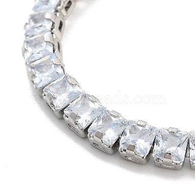 Brass Pave Clear Cubic Zirconia Square Link Bracelets(BJEW-B094-09P)-2