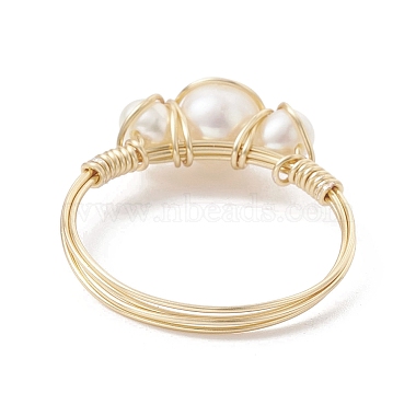 Copper Wire Wrapped Natural Cultured Freshwater Pearl Open Ring(RJEW-JR00631-01)-4