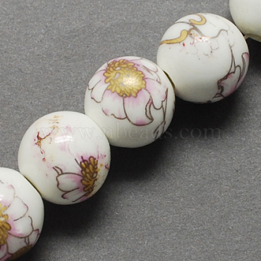Perles de porcelaine imprimées manuelles(X-PORC-Q199-12mm-02)-2