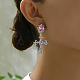 French Vintage Style Luxury Cross Brass Cubic Zirconia Stud Earrings for Women(PU5958)-2