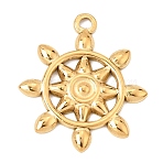 304 Stainless Steel Pendants, Sun Wheel Charms, Ion Plating(IP), Golden, 24x21x1.8mm, Hole: 1.6mm(SA-CBACFEB-01G)