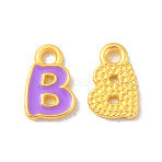 Alloy Enamel Pendants, Matte Gold Color, Letter Charm, Nickel Free, Letter B, 10x6.5x1.5mm, Hole: 1.6mm(ENAM-P247-01MG-B)