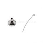 304 Stainless Steel Mini Funnel, with Eye Pins, Stainless Steel Color, 10x8mm, Hole: 2mm(FIND-WH0100-68)