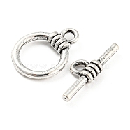 Tibetan Style Alloy Toggle Clasps, Cadmium Free & Lead Free, Ring, Antique Silver, Ring: 17x13x3.5mm, Bar: 19x7x3.5mm, Hole: 2mm, about 662pcs/1000g(TIBE-P001-15AS)