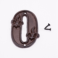 Iron Home Address Number, with 2pcs Screw, Num.0, 116x72x10.5mm, Hole: 5mm(AJEW-WH0018-93J)