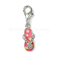 Alloy Enamel Slipper Pendant Decorations, with Alloy Lobster Claw Clasps, Light Coral, 41.5mm(HJEW-JM01752-01)