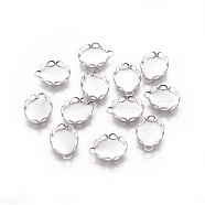 316 Surgical Stainless Steel Lace Edge Bezel Cups, Cabochon Settings, Oval, Stainless Steel Color, Tray: 10x8mm, 11.5x8.5x2.5mm, hole: 1.5x1mm(X-STAS-I118-10P)