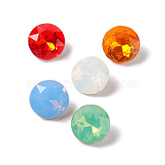 Opal Style Eletroplate K9 Glass Rhinestone Cabochons, Pointed Back & Back Plated, Faceted, Flat Round, Mixed Color, 10x5mm(RGLA-J033-B-NC)