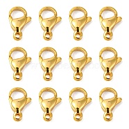 304 Stainless Steel Lobster Claw Clasps, Parrot Trigger Clasps, Manual Polishing, Real 24K Gold Plated, 13x8x4mm, Hole: 1.5mm(X-STAS-R050-13x8mm-02)