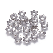 201 Stainless Steel Bead Caps, Flower, Stainless Steel Color, 9x2mm, Hole: 3mm(STAS-L234-001P)
