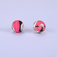 Printed Round Silicone Focal Beads, Hot Pink, 15x15mm, Hole: 2mm(SI-JX0056A-64)