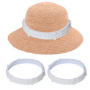 ABS Plastic Imitation Pearl Hat Bands, Polyester Bands for Hat Accessories, Floral White, 526x33.5x10mm, Inner Diameter: 185mm(DIY-WH0496-37)