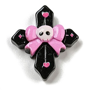Halloween Theme Opaque Resin Decoden Cabochons, Cross with Skull, 30x26.5x8mm(RESI-E057-01E)